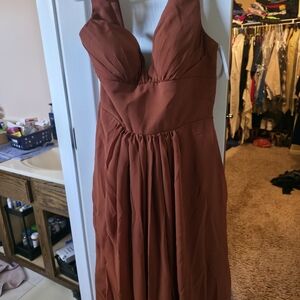 Elegant Rust Halter Dress